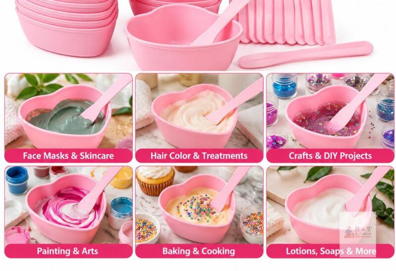 New 20 bowls Pink Heart-Shaped Mini Mixing Bowls with Spatulas &ndash; Craft, Beauty & Multi-Purpose Use