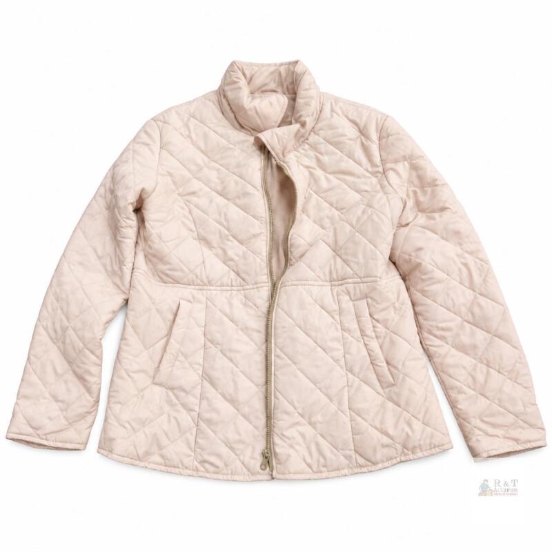NEW Women's XXL Quilted Light Beige Jacket, Zipper Front, Two Pockets, Lightweight Insulated