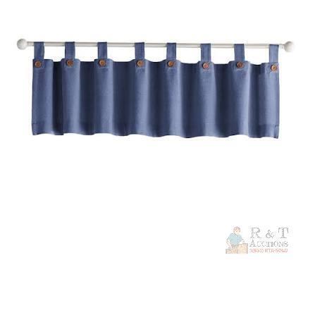 New Tucker Solid Button Window Kitchen Valance, Blue - 60"W x 15"L