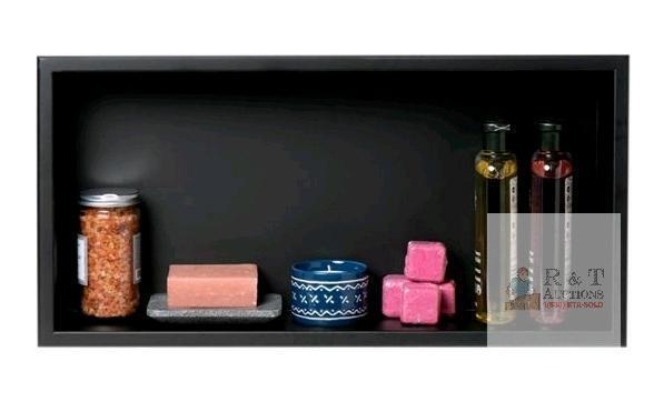 NEW Rubinet 9TWN2MBMB 12" x 24" Matte Black Recessed Shower Niche