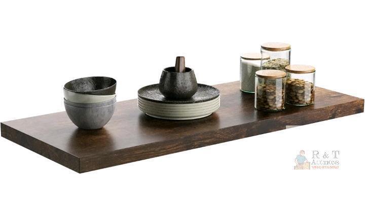 new 24"x10"x1" Rustic Brown Wooden Floating Wall Shelf with Invisible Brackets, Solid Wood