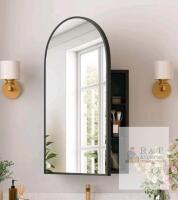 NEW Black Arched Bathroom Medicine Cabinet, 31" x 16", Wall-Mounted or Recessed, Adjustable Shelves