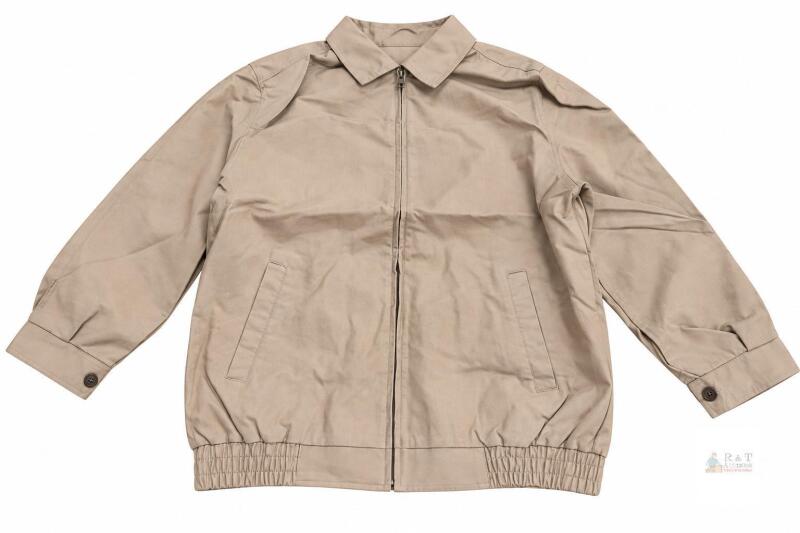 NEW Tan Lightweight Bomber Jacket, Size Large, Zipper Front, Elastic Hem, Adjustable Cuffs