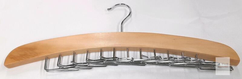 NEW Wooden Tie and Belt Hanger, 20 Chrome Steel Hooks, Swivel Hook, Natural Finish, Space-Saving