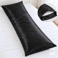 NEW Love&rsquo;s Cabin Black Satin Body Pillow Cover 20x54&rdquo; Envelope Closure Silky Slip X002REOPBX
