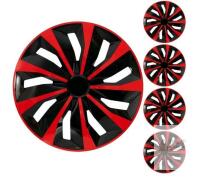 Universal Red/Black 15" ABS Snap-On Wheel Rim Cover Hubcap Set of 4, Fits Most Cars & SUVs