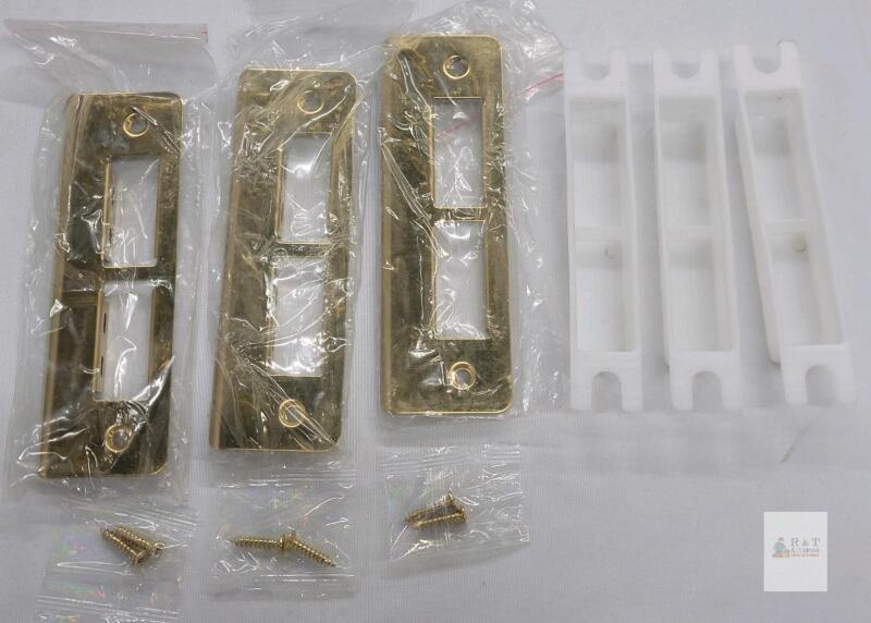 Uxcell Door Strike Plate Set, Model s24112600ux0338, 201 Stainless Steel, Gold Finish, 3 Sets