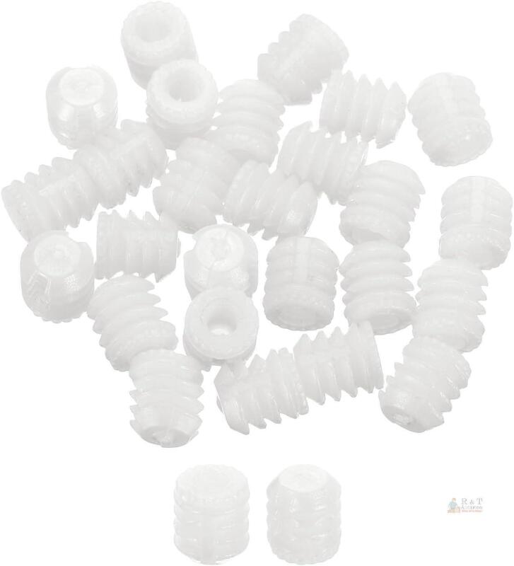 New uxcell 100Pcs 0.34"x0.39" Hinge Dowels, Plastic Dowel Insert with Threaded for Cabinet Door Hinges Furniture Connections, White
