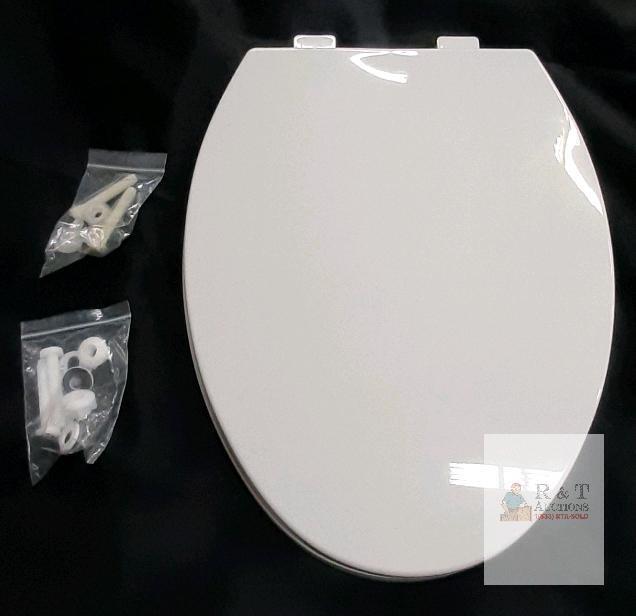 NEW Elongated White Toilet Seat, Slow Close, Plastic, 18.5" x 14.2", Mounting Hardware Included