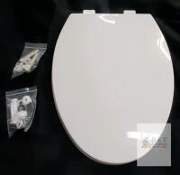 NEW Elongated White Toilet Seat, Slow Close, Plastic, 18.5" x 14.2", Mounting Hardware Included