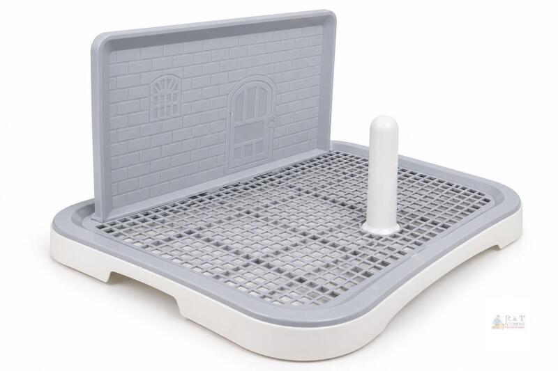 NEW Plastic Indoor Dog Potty Tray with Removable Grid and Pee Post for Small to Medium Dogs