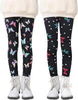 New Size 9 TWO PACK RETAIL $39 Happy Cherry Girls Leggings Fleece Lined Thick Tights Pants Thermal Printed Leggings 2Pack