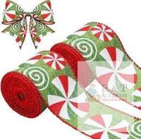 New Berlune 2 Rolls Christmas Candy Peppermint Wired Edge Ribbon 2.5 Inch Wide Christmas Ribbon Burlap for DIY Craft Wreath Tree Decoration Gift Wrapping Party (Cute Pattern)
