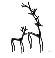 New Set of 2 Black Metal Reindeer Figurines &ndash; Largest 8" Tall