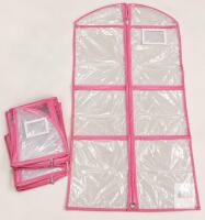NEW Set of 3 Full-Length Clear Garment Bags with Pink Trim, 54"x21", Zipper Closure, Label Window
