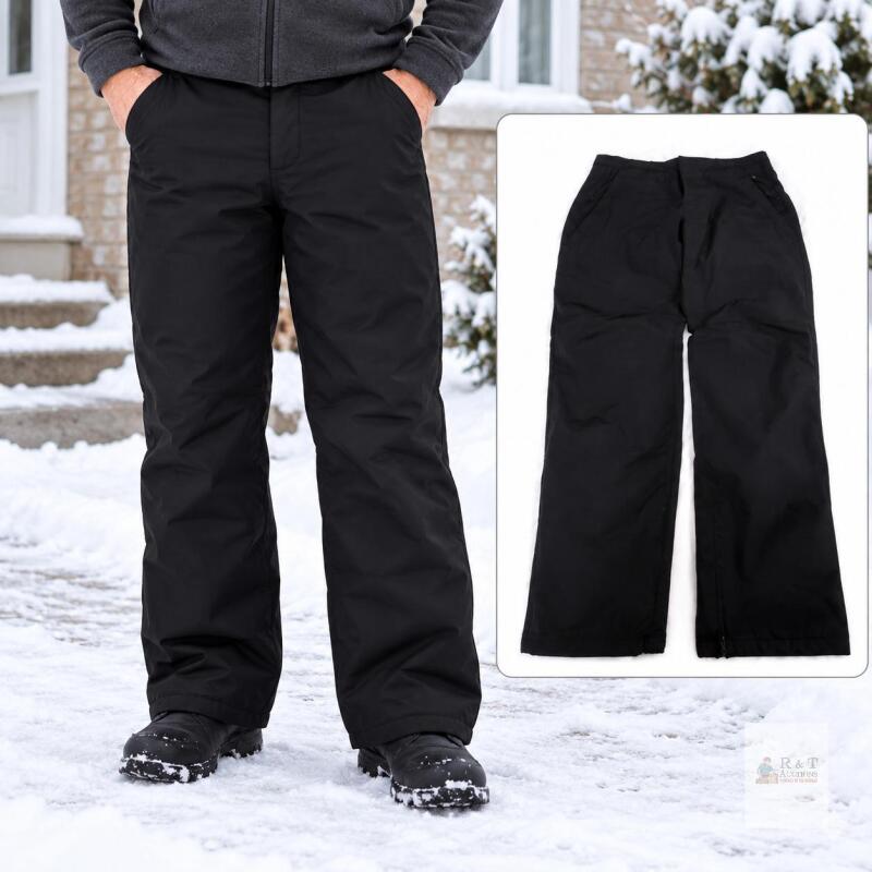 NEW IGOLUMON Men&rsquo;s Insulated Snow Pants Black Size L-30L, Nylon Shell, Reflective Trim