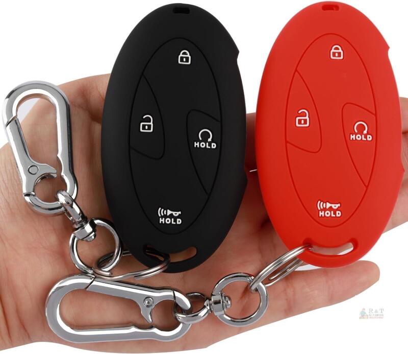 New TANDRIVE Key Fob Cover for Hyundai 2026 2025 2024 Tucson Elantra Santa Fe Kona Sonata IONIQ, 4 5 7-Button, Silicone, 2-Pack, Black and Red