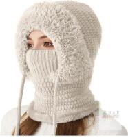 New Women Beanies Hat for Winter Windproof 3 in 1 Beanie Hats Scarf Neck Mask