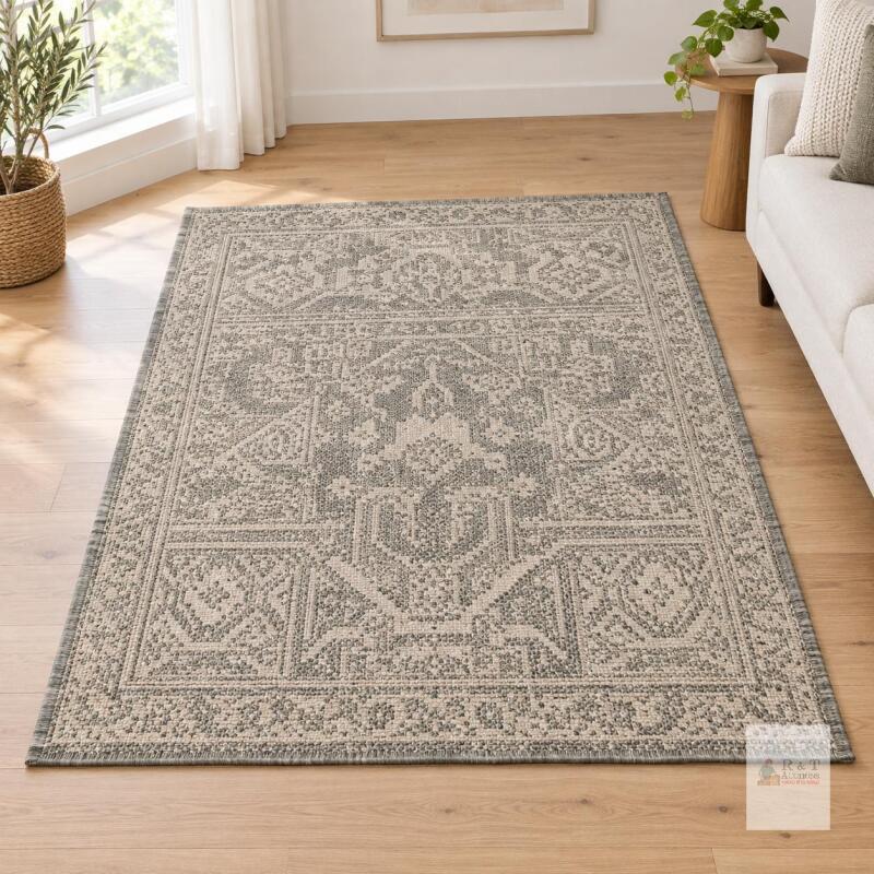 NEW Traditional Oriental Flatweave Area Rug, Neutral Tones, Wool Blend, 54"X80"
