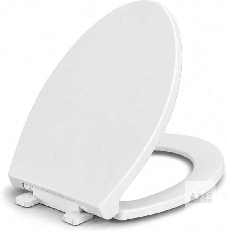 NEW Elongated White Slow-Close Toilet Seat with Easy-Lift Front Groove, Quiet Close, Family Friendly