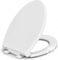 NEW Elongated White Slow-Close Toilet Seat with Easy-Lift Front Groove, Quiet Close, Family Friendly