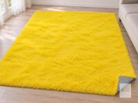 Yellow Shag Area Rug, Anti-Slip Backing, Approx. 8ft.&times;10ft. Plush Microfiber Rectangular Carpet