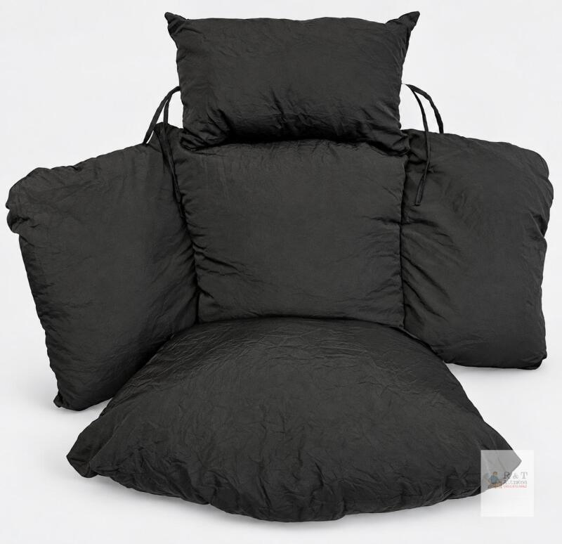 Black Full Set Chair Cushion with Ties &ndash; Polyester Fabric, Reversible Design
