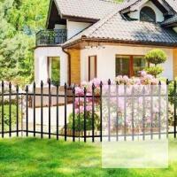 new Thealyn Metal Garden Fence Panels, 26"x24", 5 Panels & 6 Stakes, Decorative Black Steel Set