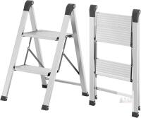 NEW Kingrack 2-Step Aluminum Folding Ladder, Model WKCA2301-2-Silver, 330 lb Capacity
