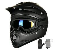 NEW ILM Youth Full-Face Dirt Bike Helmet Set, Goggles, Gloves, DOT, Black, Kids ATV/MX Off-Road