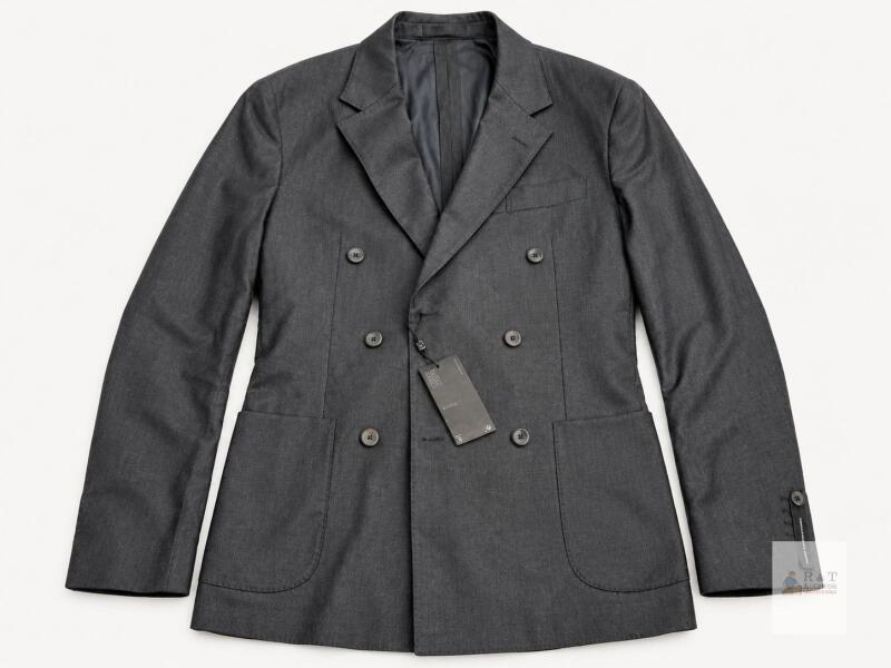New with Tags Massimo Dutti City Charcoal Double-Breasted Blazer &mdash; Size 50