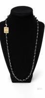 New Old Stock D&rsquo;Orlan Jewellers Black Faceted Bead & Silver-Tone Link Necklace with Original Tag