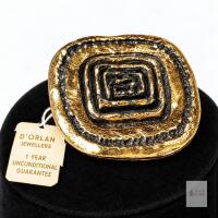 New old Stock, D&rsquo;Orlan 1.8" Gold-Tone & Black Geometric Brooch with Original Tag