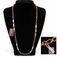 New Old Stock Vintage Creation D&rsquo;Orlan Gold-Tone Bar & Open-Link Station Necklace with Original Tag