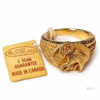 New old stock D&rsquo;Orlan Aries Ram Zodiac Gold-Tone Ring with Original Tag &ndash; Made in Canada