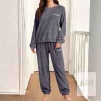 New 2XL D.ketin Women's Fashion Warm Two Piece Set Winter Thickened Coral Fleece Comfortable Leisure Pajamas