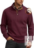 New Size XL VOGSTART Mens Fleece Lined Corduory Pullover Sweater with Elbow Patches