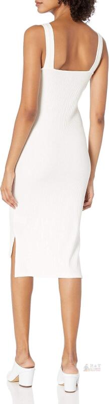 New Size Med The Drop Womens Amelia Square-Neck Strappy Bodycon Midi Tank Dress