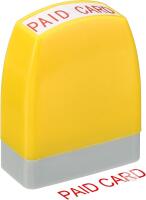 New Paid Card Time Notice Stamp Self Inking, Red Ink Office Stamps Pre Inked Message Stamp Refillable Business Stamp, Yellow