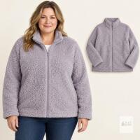 New MoFiz Women&rsquo;s Sherpa Fleece Zip Jacket &ndash; Lavender Grey, XL (18&ndash;20), New with Tags
