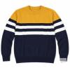 New Size L/XL MAGCOMSEN Men&rsquo;s Colour-Block Striped Knit Crewneck Sweater, Mustard/Navy/White - 2