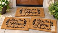 3 NEW Bless This Home and All Who Enter Doormat 30x17 Inch, Blessed Door Mat 3 doors or great gifts!