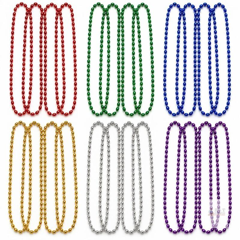 NEW 30" Metallic Mardi Gras Bead Necklaces &ndash; 24-Piece Set, 6 Colours