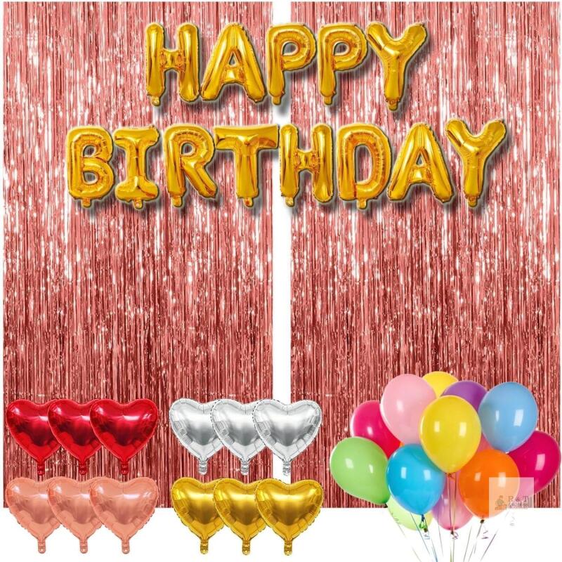 New 77Pcs Rose Gold Happy Birthday Party Decorations,