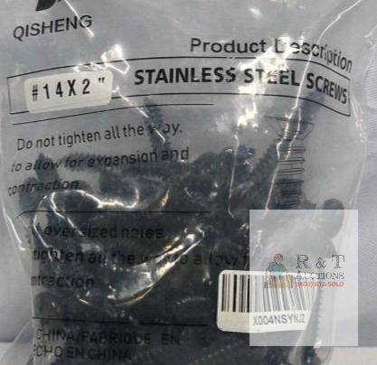 Qisheng #14 x 2" Stainless Steel Screws, Self-Tapping, Bagged, Made in China