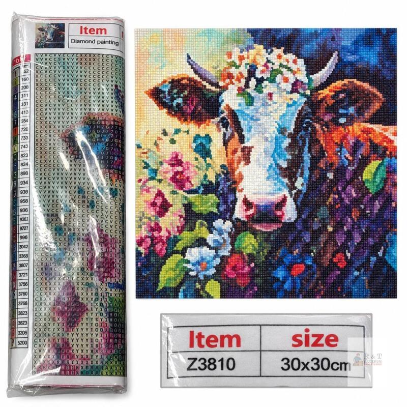 new Floral Cow Diamond Painting Kit &ndash; 30 &times; 30 cm