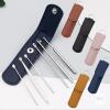 New Lieudage 6PCS Stainless Steel Earwax Pick Ear Wax Removal Kit Innovative Spring Spoon Ear Wax Cleaner Curette Ear Remover Tool with Storage PU Leather Pouch-random color pouch - 2