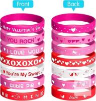 New KUUQA 35 Pieces Valentine&rsquo;s Day Rubber Wristband Silicone Wristbands Rubber Band Bracelets for Party Favors Party Gifts Supplies