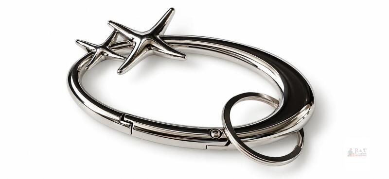 NEW 4" Extra Large Silver Star Carabiner Keychain with Key Ring
