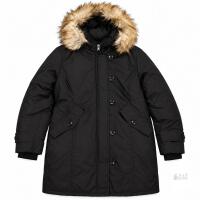 New Nutexrol New Size L Black Three-Quarter-Length Winter Coat with Tan Faux-Fur Hood